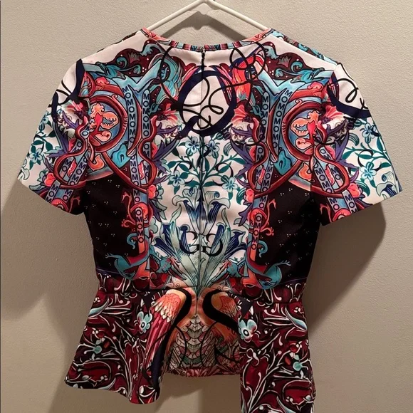 MARY KATRANTZOU Multicolor Graphic Peplum Blouse US 6